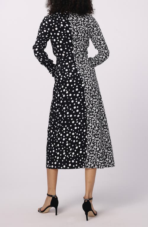 Shop Dvf Zania Mix Print Long Sleeve Midi Dress In Spot Light/moon Landing Sm