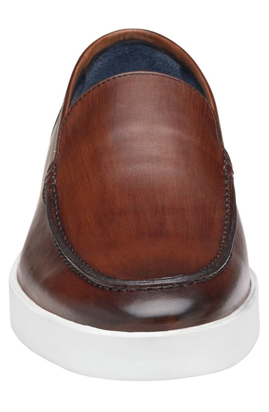 Shop Johnston & Murphy Collection Bolivar Moc Toe Slip-on Sneaker In Brown Italian Calfskin