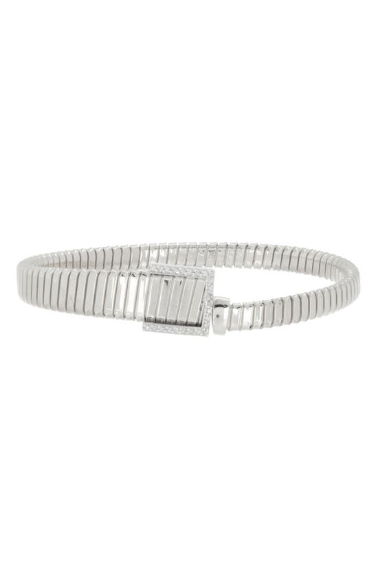 Shop Meshmerise Diamond Ribbed Wrap Bracelet In Silver