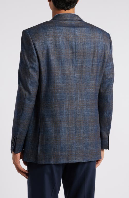 Shop Canali Siena Regular Fit Shadow Check Slub Wool Blend Sport Coat In Blue