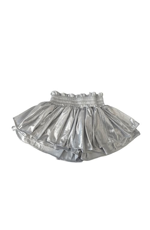 Shop Lola + The Boys Metallic Skort In Metallic Silver