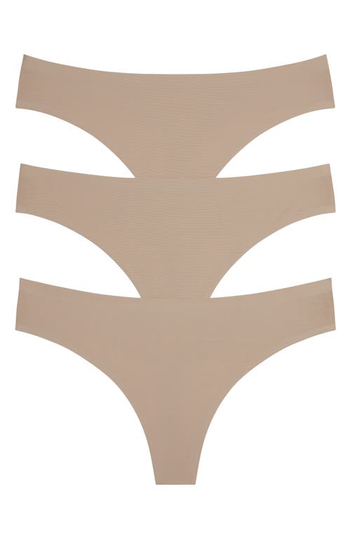 Shop Honeydew Intimates Skinz 3-pack Thong In Nude/nude/nude