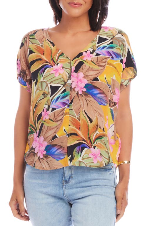 Karen Kane Floral V-Neck Top in Print at Nordstrom