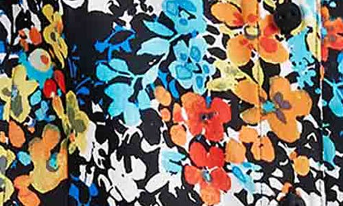 Foxcroft Katie Floral Print Cotton Button-up Shirt In Blue Multi