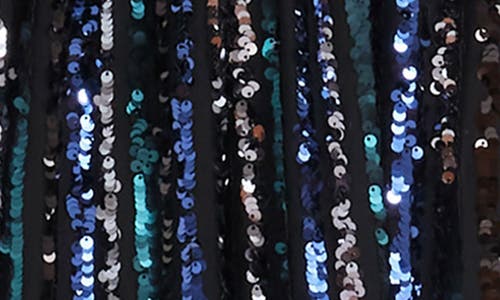 DRESS THE POPULATION DRESS THE POPULATION ROME SEQUIN STRIPE LONG SLEEVE COCKTAIL MINIDRESS