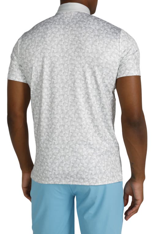 Shop Redvanly Norton Geo Print Performance Golf Polo In Glacier Gray