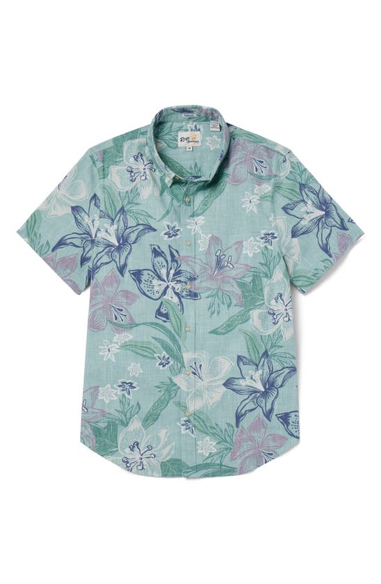 Shop Reyn Spooner Stargazer Tailored Fit Short Sleeve Button-down Shirt In Sea Foam