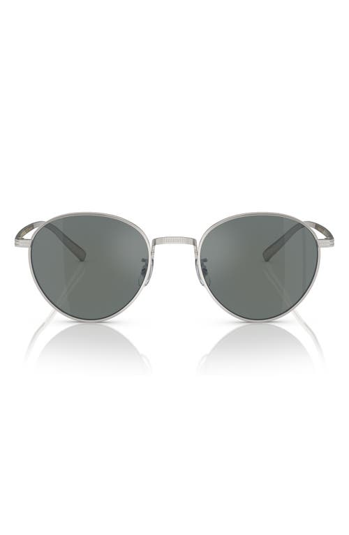 Oliver Peoples Rhydian 49mm Round Sunglasses in Silver 