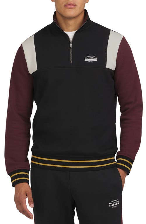 Ben Sherman Overhead Colorblock Quarter Zip In Black