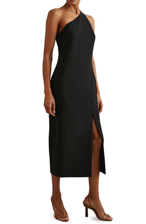 Shop Reiss Suri One-shoulder Midi Dress In Black