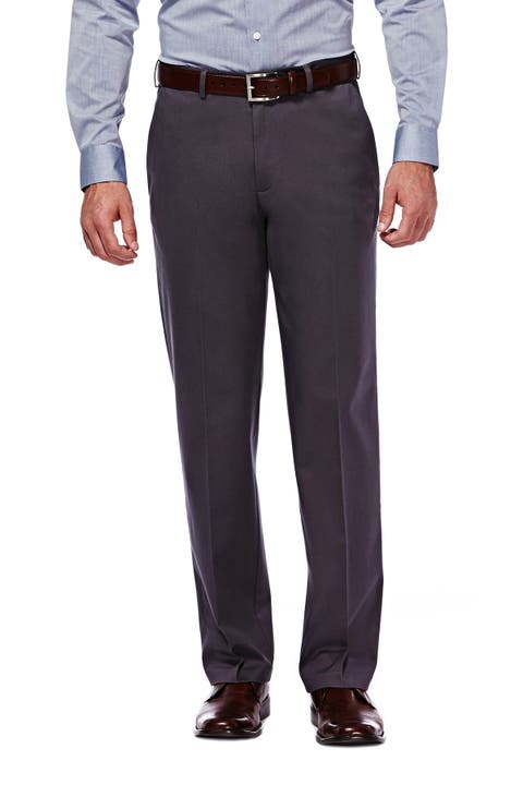 J.M. Haggar Men's 4-Way Stretch Dress Pant-Check Glen Plaid, Dark Navy,32W  x 34L