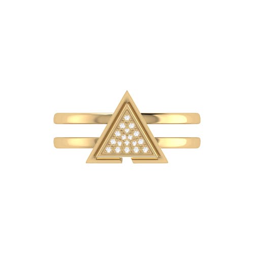 Luvmyjewelry On Point Triangle Sterling Silver Diamond Ring In 14kt Gold Vermeil On Sterling