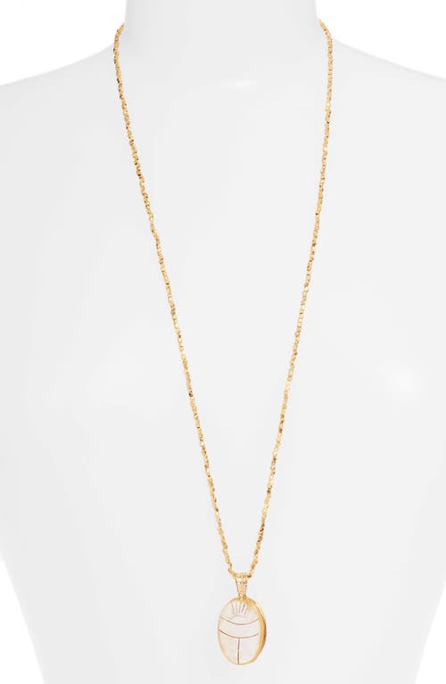 Gas Bijoux Lucky Scarab Long Pendant Necklace In Gold