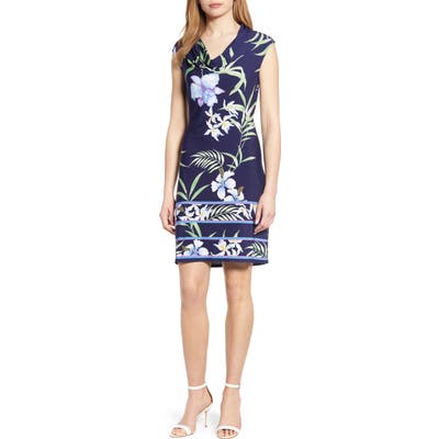 Tommy Bahama Acqua Dei Fiore Floral Print Cowl Neck Dress, Blue