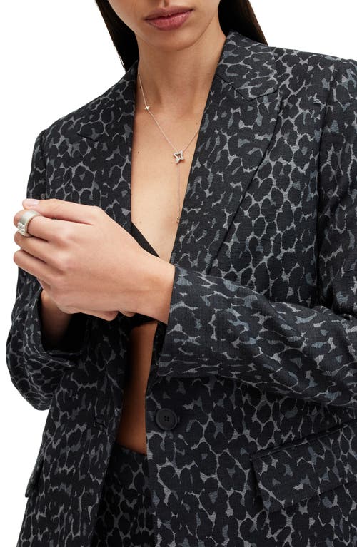 Shop Allsaints Aurora Animal Print Blazer In Leopard Grey/black