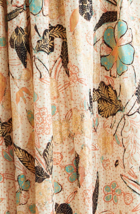 Shop Ulla Johnson Samar Print Sleeveless Ruffle Hem Midi Dress In Pearl Flora