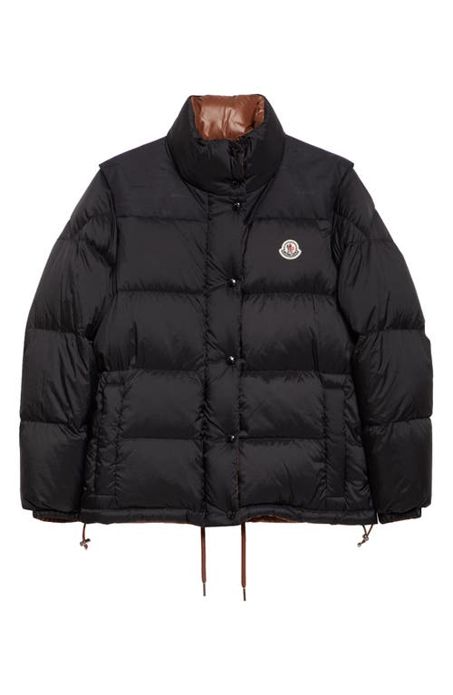 Moncler Verone Convertible Down Puffer Jacket In Black