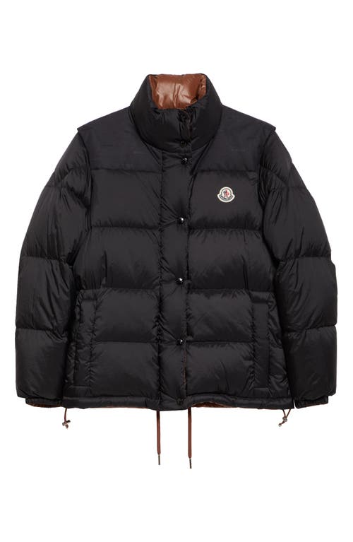 Shop Moncler Verone Convertible Down Puffer Jacket In Black