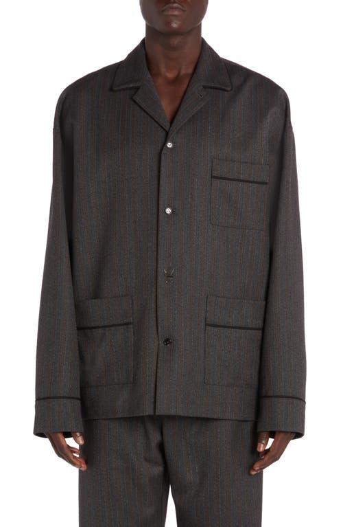 Bottega Veneta Pinstripe Chevron Wool Jacket In Gray