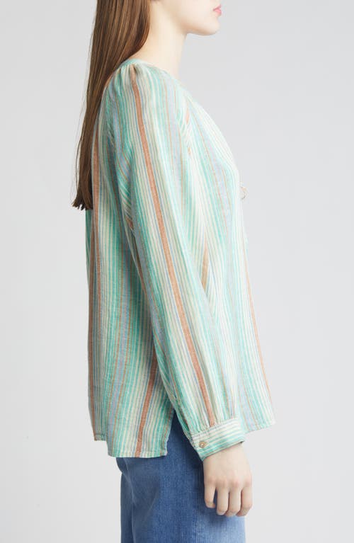 RAILS RAILS BRIELLE STRIPE TIE FRONT LINEN BLEND TOP 