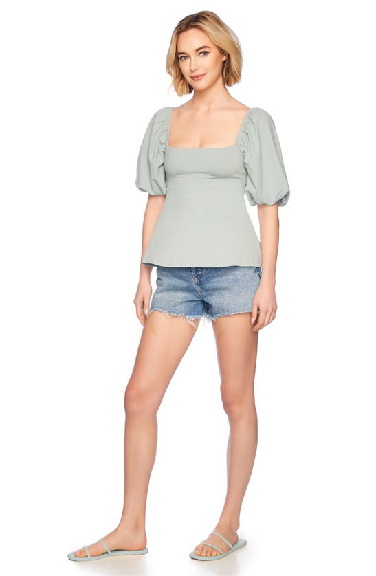 Shop Susana Monaco Puff Sleeve Top In Celadon