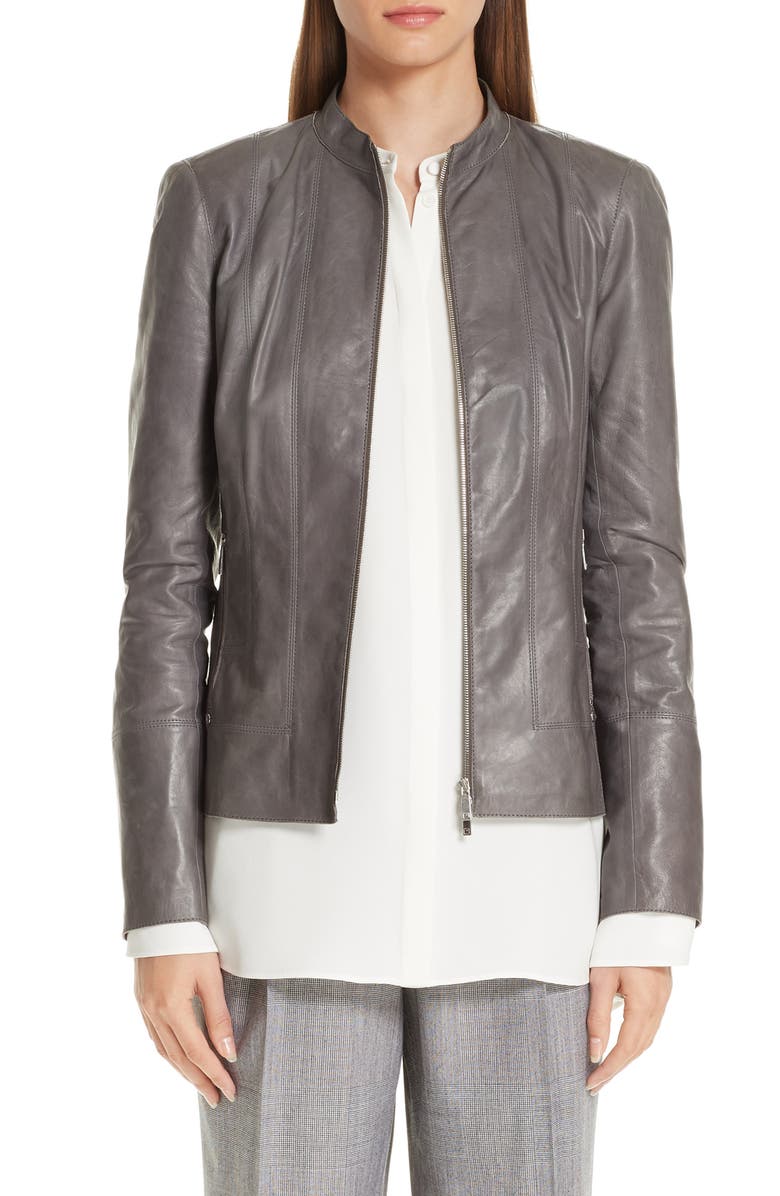 Lafayette 148 New York Sadie Glazed Lambskin Leather Jacket | Nordstrom