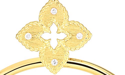 Shop Roberto Coin Petite Venetian Princess Diamond Hoop Earrings In Yellow Gold/diamond