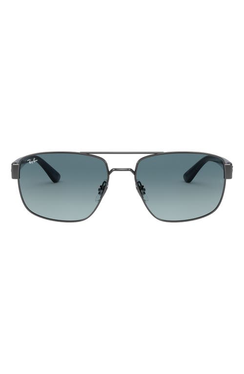 Ray-Ban 60mm Gradient Rectangle Sunglasses in Gunmetal/Blue Gradient Grey at Nordstrom