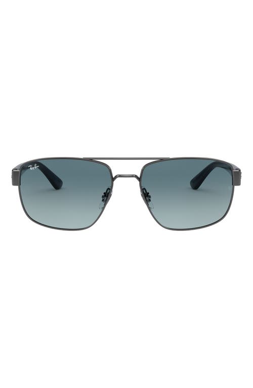 Ray Ban Ray-ban 60mm Gradient Rectangle Sunglasses In Gunmetal/blue Gradient Grey