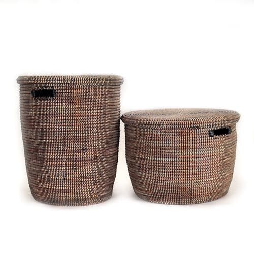 Mbare Flat Lid Storage Basket Monochrome Low Storage In Black