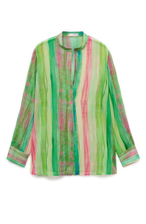 MANGO MANGO STRIPE SEMISHEER BUTTON-UP SHIRT 