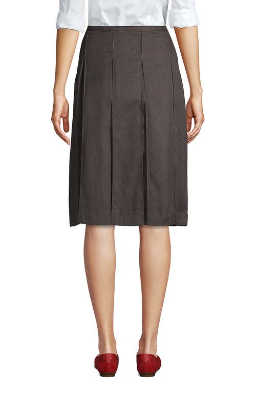 Shop Lands' End School Uniform Solid Box Pleat Skirt Below The Knee In Gray
