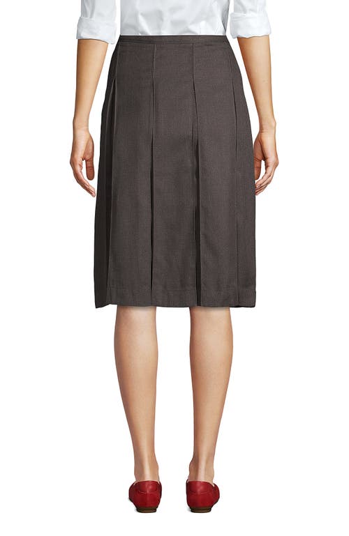 Shop Lands' End School Uniform  Solid Box Pleat Skirt Below The Knee In Gray