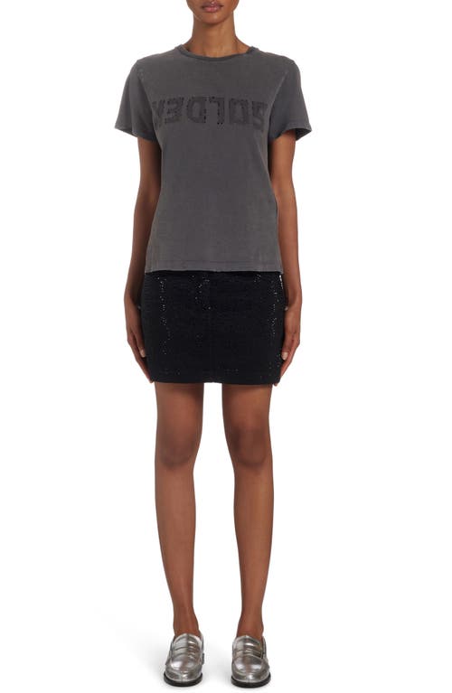 Golden Goose Distressed Upside Down Logo Cotton Graphic T-Shirt Anthracite at Nordstrom,