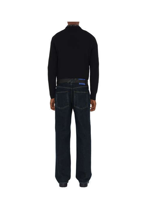 Burberry Check Label Wool Sweater In Black