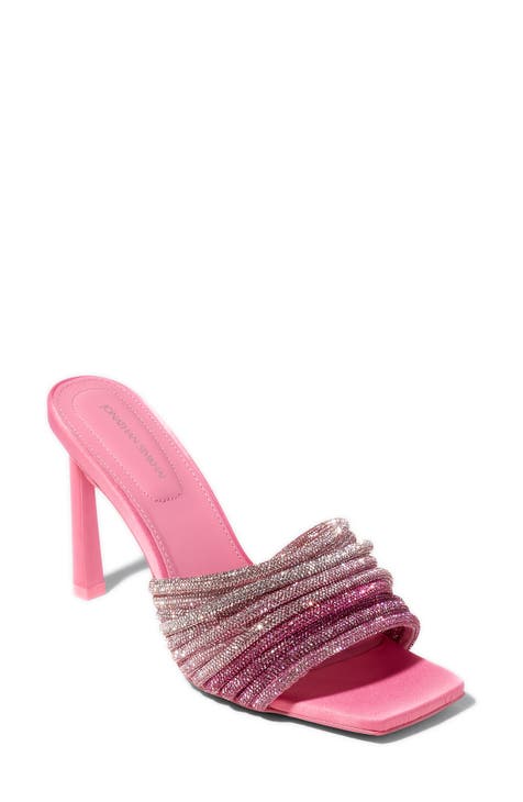 Lena Crystal Strap Slide Sandal (Women)