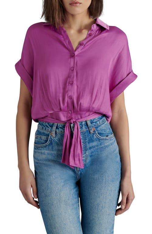 Shop Steve Madden Tori Tie Front Button-up Shirt In Radiant Orchid