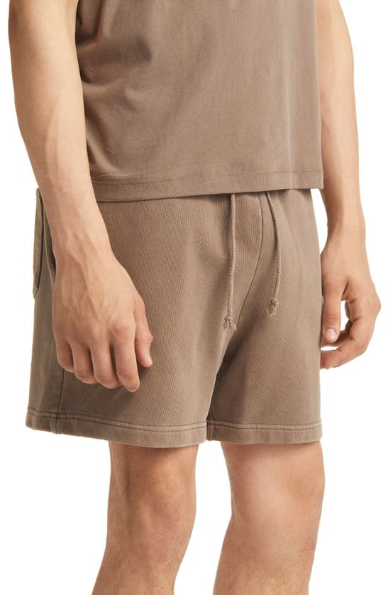 Shop Elwood Core Organic Cotton Brushed Terry Sweat Shorts In Vintage Brown