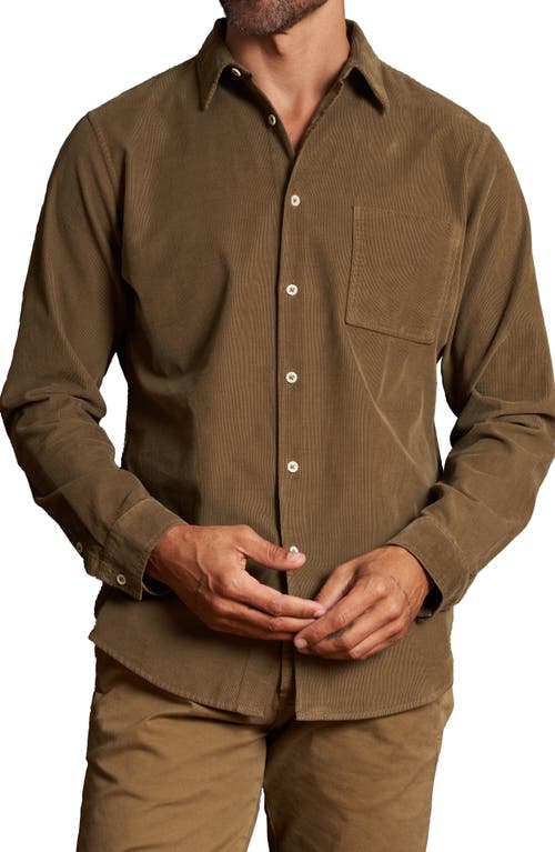 Rowan Nobel Fine Wale Corduroy Button-Up Shirt in Willow Green 