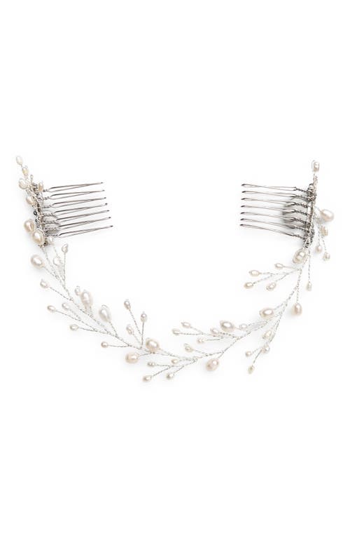 Brides & Hairpins Leona Pearl & Crystal Halo Comb in Silver at Nordstrom