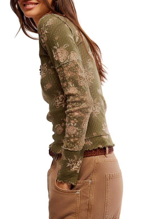 Shop Free People Clover Floral Thermal Top In Army Combo