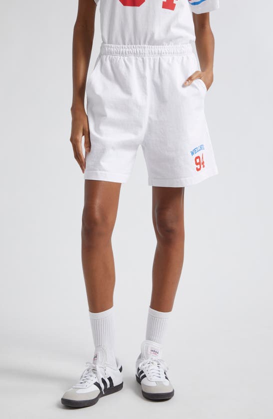 Shop Sporty And Rich Sporty & Rich Wellness 94 Cotton Gym Shorts In White