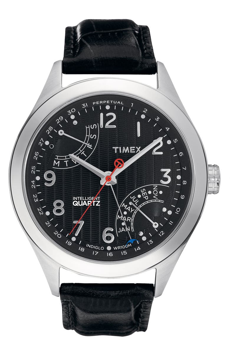 Timex Intelligent Quartz Perpetual Calendar Leather Strap Watch Timex Intelligent Quartz Perpetual Calendar Leather Strap Watch