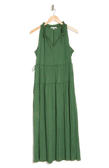 Tash And Sophie Ity Halter Tiered Maxi Dress In Green