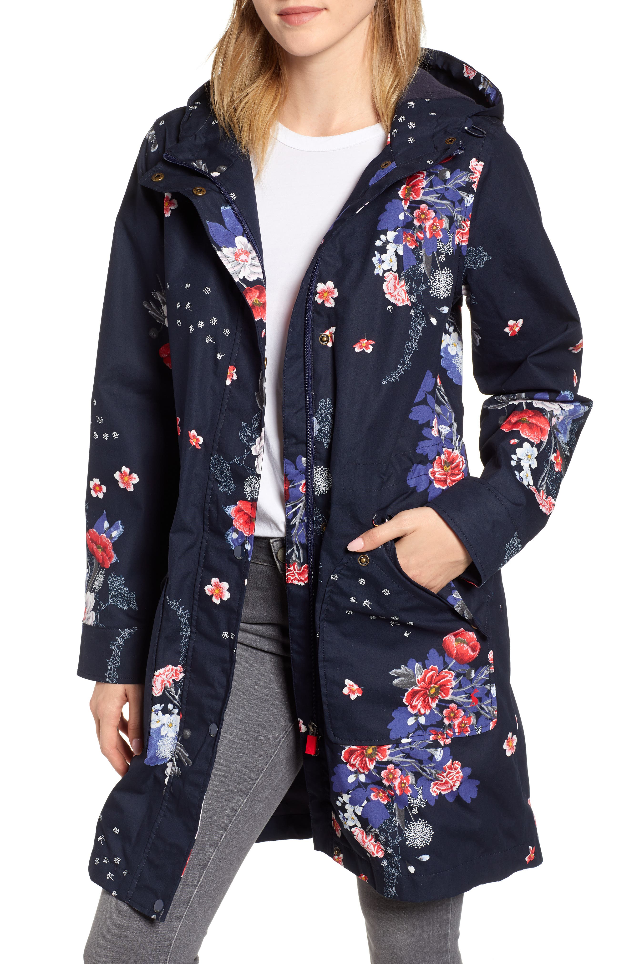 Joules Raine Floral Print Waterproof Hooded Raincoat Nordstrom