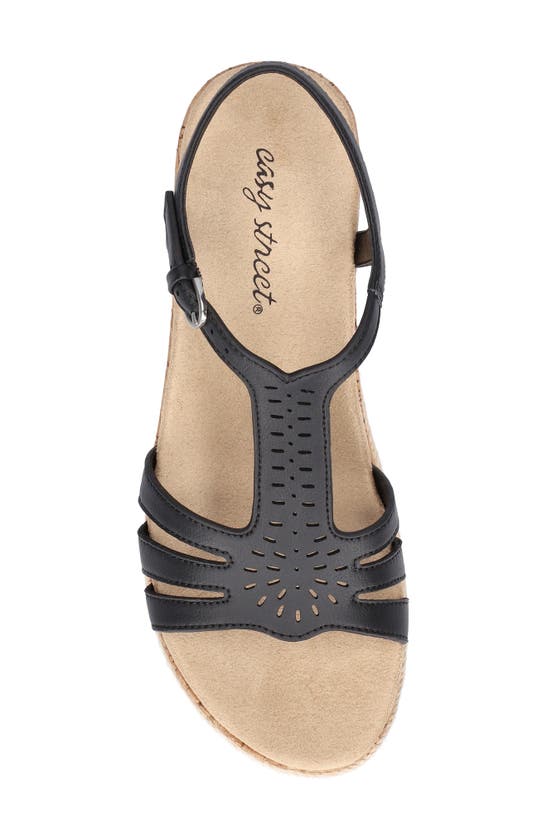 Shop Easy Street Dorinda T-strap Wedge Sandal In Black