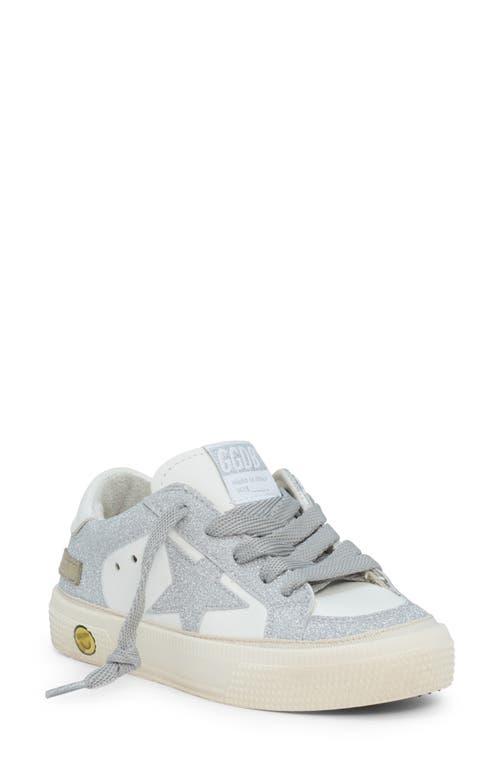 Golden Goose Kids' May Glitter Low Top Sneaker In White/silver