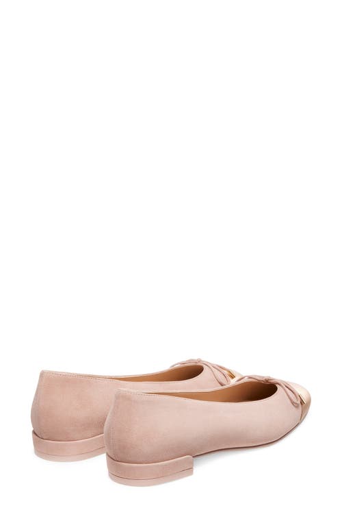 Shop Stuart Weitzman Sleek Cap Toe Bow Flat In Fawn/ballet Leather