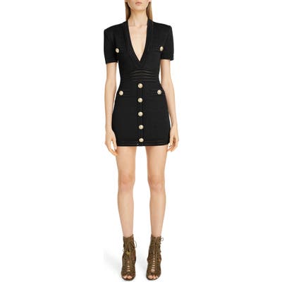 Balmain Button Detail Sweater Minidress