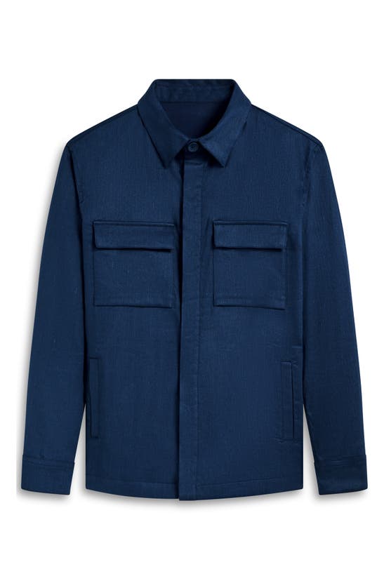 Shop Bugatchi Linen & Cotton Button-up Shirt Jacket In Navy